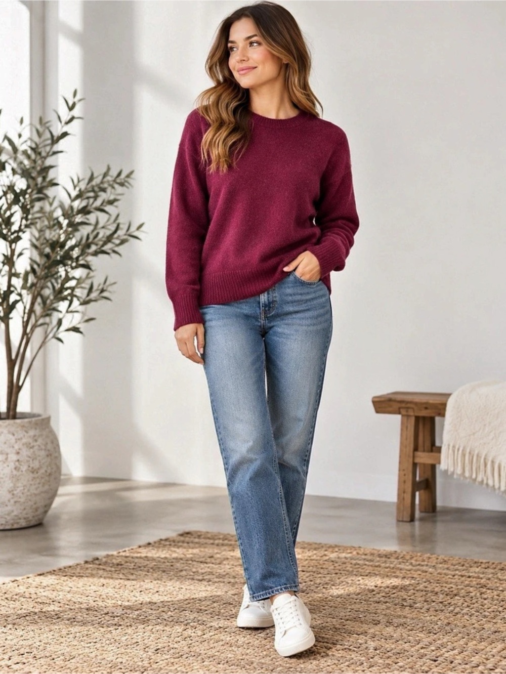 J.Crew Crewneck sweater in extra-soft yarn Purple Medium